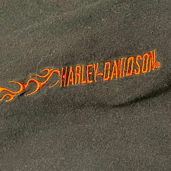 VTG Harley-Davidson mock neck long sleeve/embroidered/shirt/flame/logo size M - Picture 5 of 8